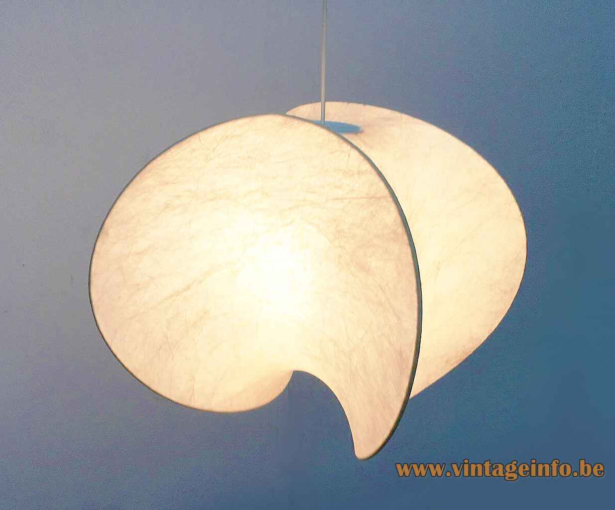 Goldkant Leuchten Orsa pendant lamp curved wire frame cocoon plastic lampshade 1970s Germany E27 socket