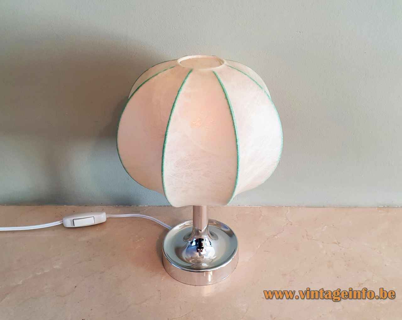 Goldkant Leuchten Salbo table lamp round chrome base cocoon plastic globe lampshade 1960s 1970s Germany