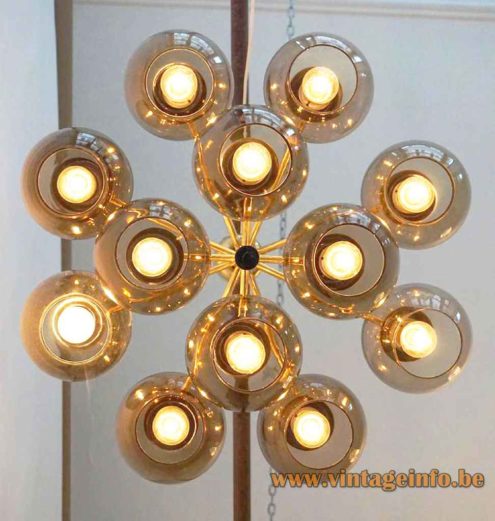 Hans Agne Jakobsson Style Smoked Globes Chandelier 4