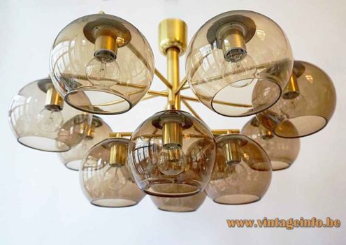 Hans Agne Jakobsson Style Smoked Globes Chandelier 6