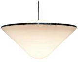 Harveiluce Elpis pendant lamp round white acrylic conical lampshade chrome ring 1960s 1970s Harvey Guzzini Italy