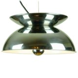 Harvey Guzzini Concentrica pendant lamp 2 chrome half round shells lampshade 1960s 1970s IGuzzini Italy