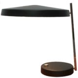 Hillebrand Oslo desk lamp design: Heinz Pfänder round metal base chrome rod mushroom lampshade Germany 1960s