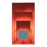 Hillebrand wall lamp 8578 rectangular orange & white painted metal lampshade 1970s Germany E14 lamp socket