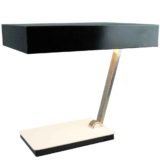Kaiser Leuchten desk lamp 6878 rectangular white base chrome slat adjustable black lampshade Germany Hempel design