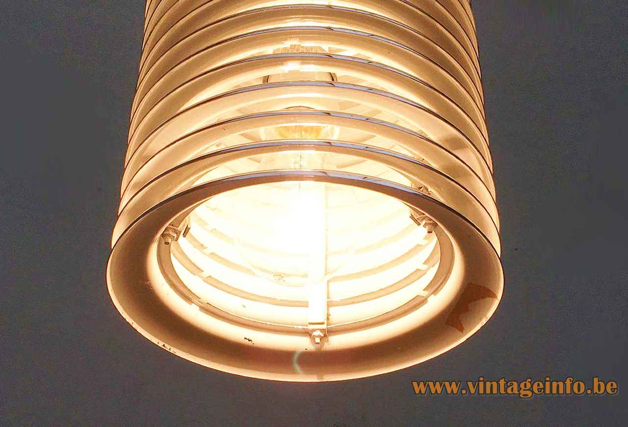 Kazuo Motozawa Saturno pendant lamp stacked chrome rings lampshade 1970 design Yamagiwa & Staff Leuchten Germany