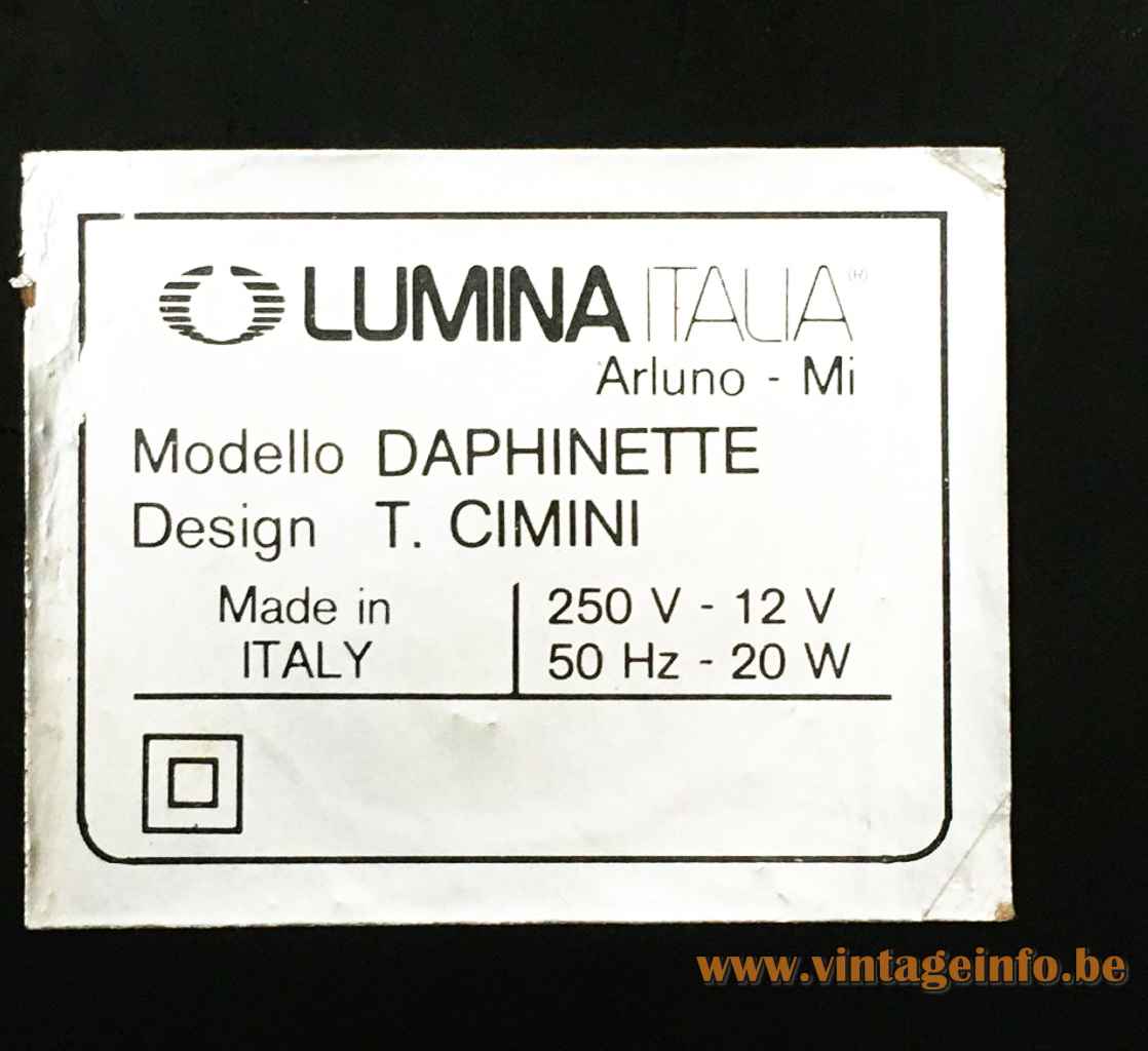 Lumina Daphinette deske lamp design: Tommaso Cimini label Italy 1970s
