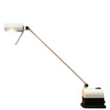 Lumina Daphinette desk lamp design: Tommaso Cimini transformer base long rod half round lampshade Italy 1970s