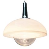 Peill+Putzler AH 140 pendant lamp clear & opals glass lampshade conical chrome 1970s Germany Lemon Press