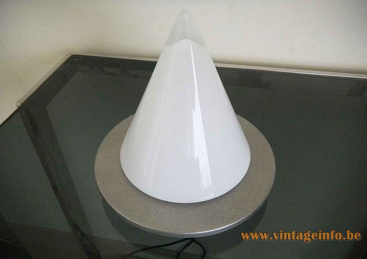 Peill + Putzler Dark 100 table lamp round titanium base opal pyramid glass lampshade Paul Neuhaus Germany