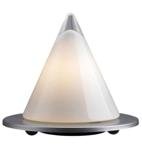 Peill+Putzler Dark 100 table lamp round titanium base opal pyramid glass lampshade Paul Neuhaus Germany