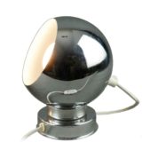 Reggiani magnetic globe lamp round metal base chrome sphere lampshade 1960s 1970s Italy E14 socket