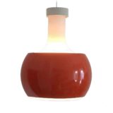 Staff P118 pendant lamp frosted opal glass lampshade orange aluminium ring 1960s 1970s Germany E27 socket