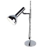 1960s chrome Cosack desk lamp round chrome base & rod adjustable tubular conical lampshade 1970s Germany