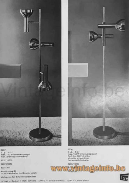 1960s Chrome Cosack Desk Lamp - Floor Lamps 1968, 1969 Catalogue Picture