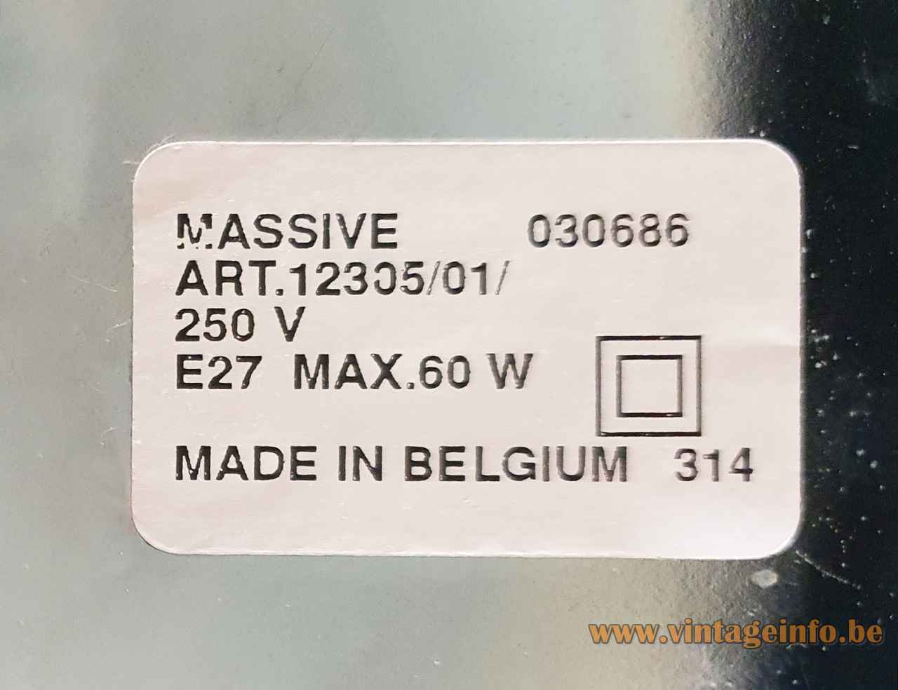 1980s Massive art deco table lamp white paper label max 60 Watt 1990s Belgium