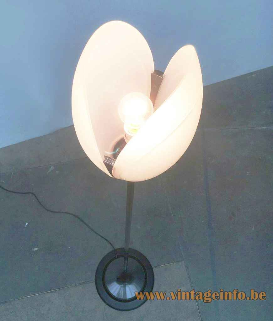 Arteluce Corolle floor lamp frosted glass tulip lampshade 1991 design: Ezio Didone FLOS Italy
