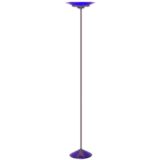 Arteluce Jill floor lamp round blue glass base long rod chalice lampshade 1970s 1980s FLOS Italy