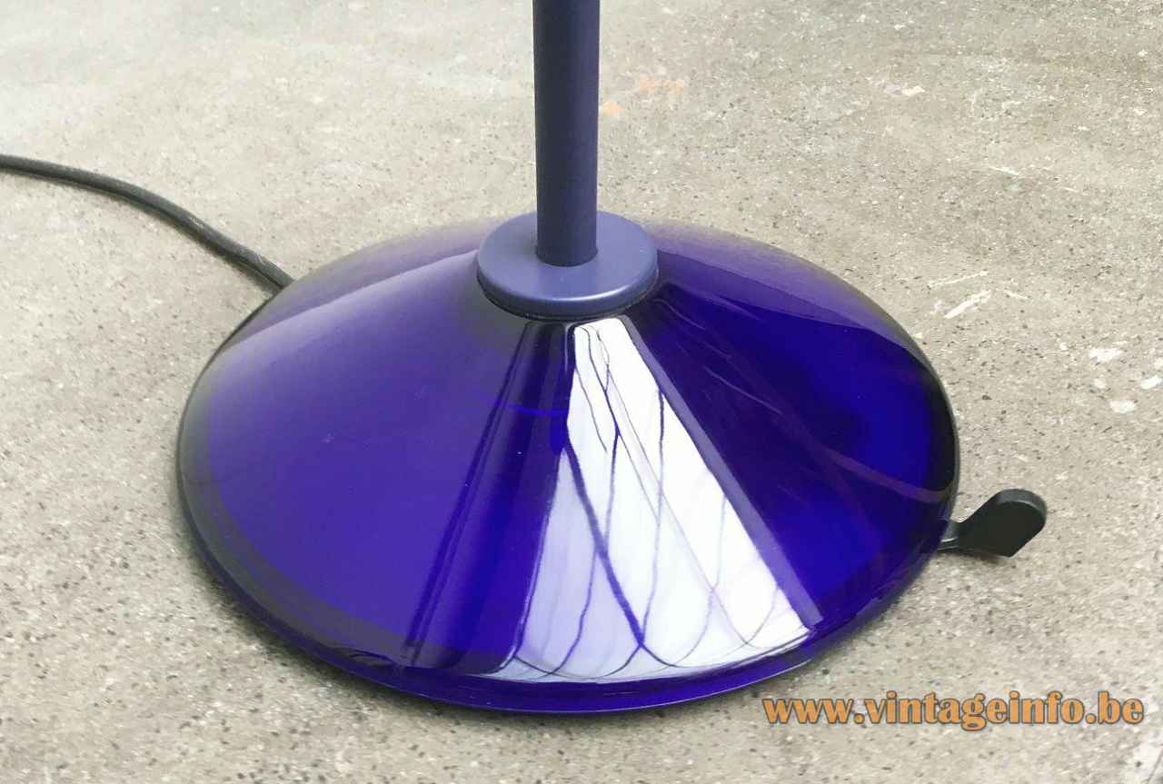 Arteluce Jill floor lamp round blue glass base long rod chalice lampshade 1970s 1980s FLOS Italy