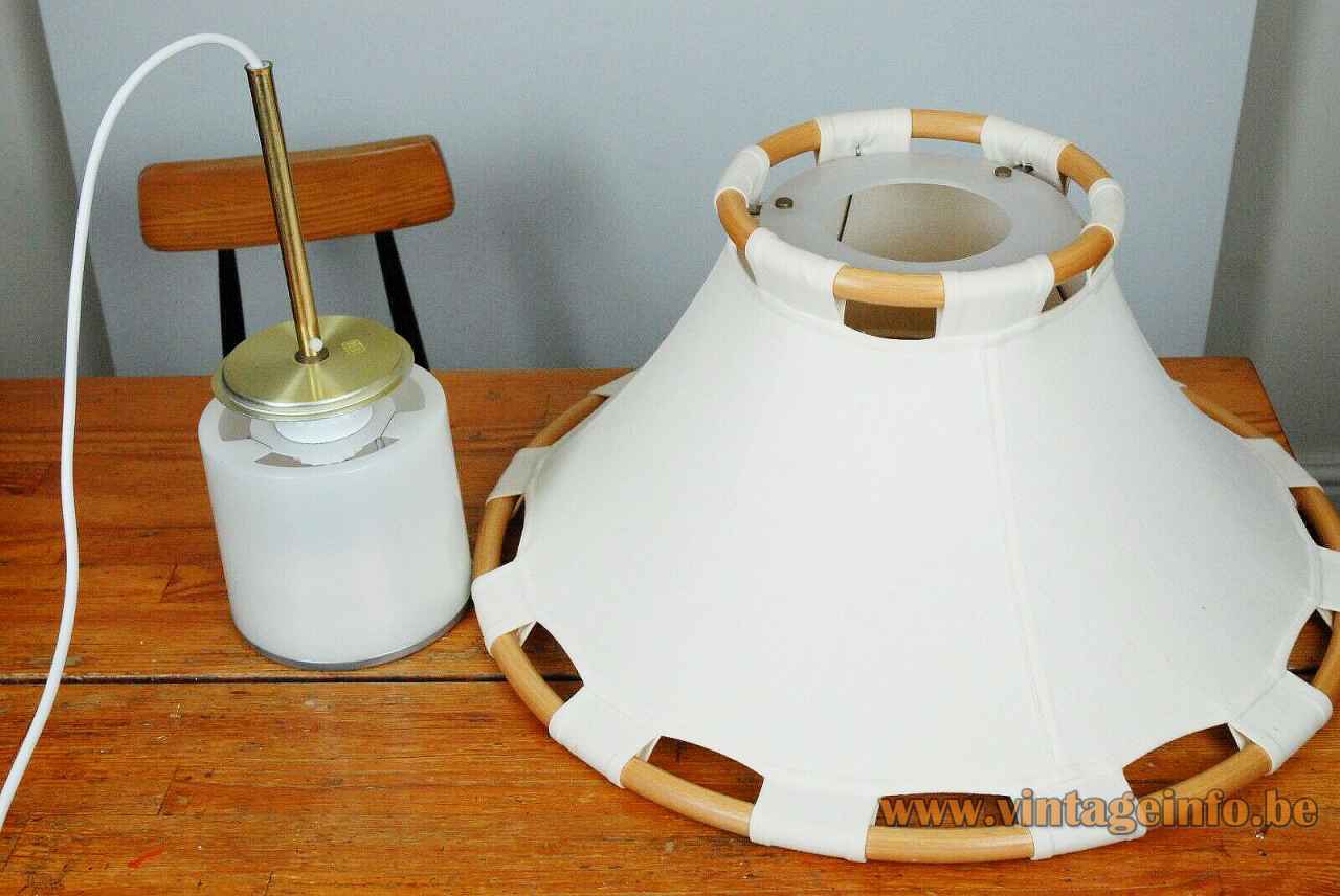 Ateljé Lyktan Anna pendant lamp cylindrical plastic diffuser fabric lampshade design: Anna Ehrner 1970s Sweden