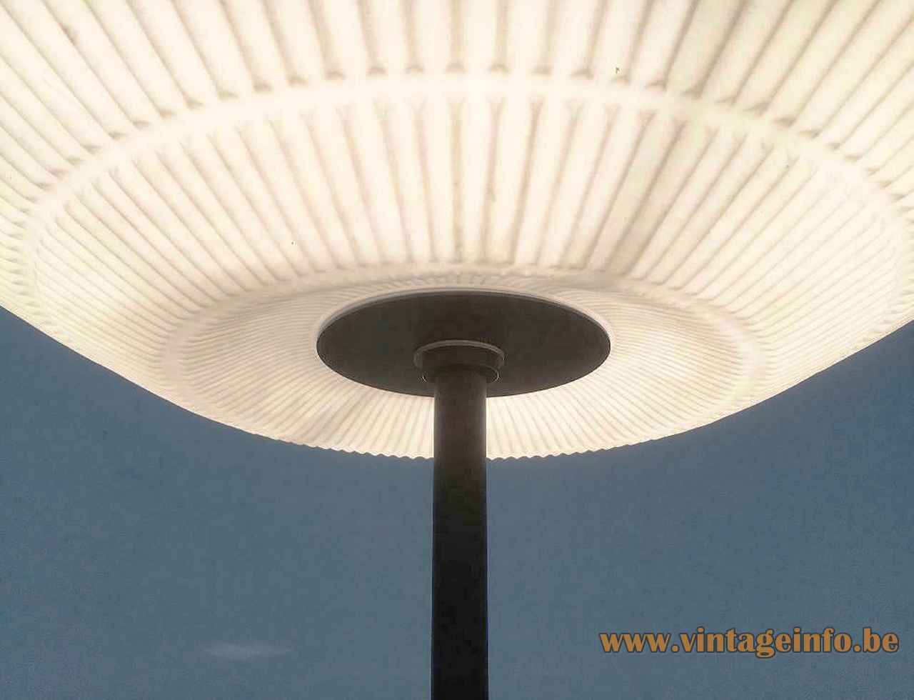 BEGA tripod globe floor lamp black metal base & rod white plastic sphere lampshade 1950s 1960s Germany