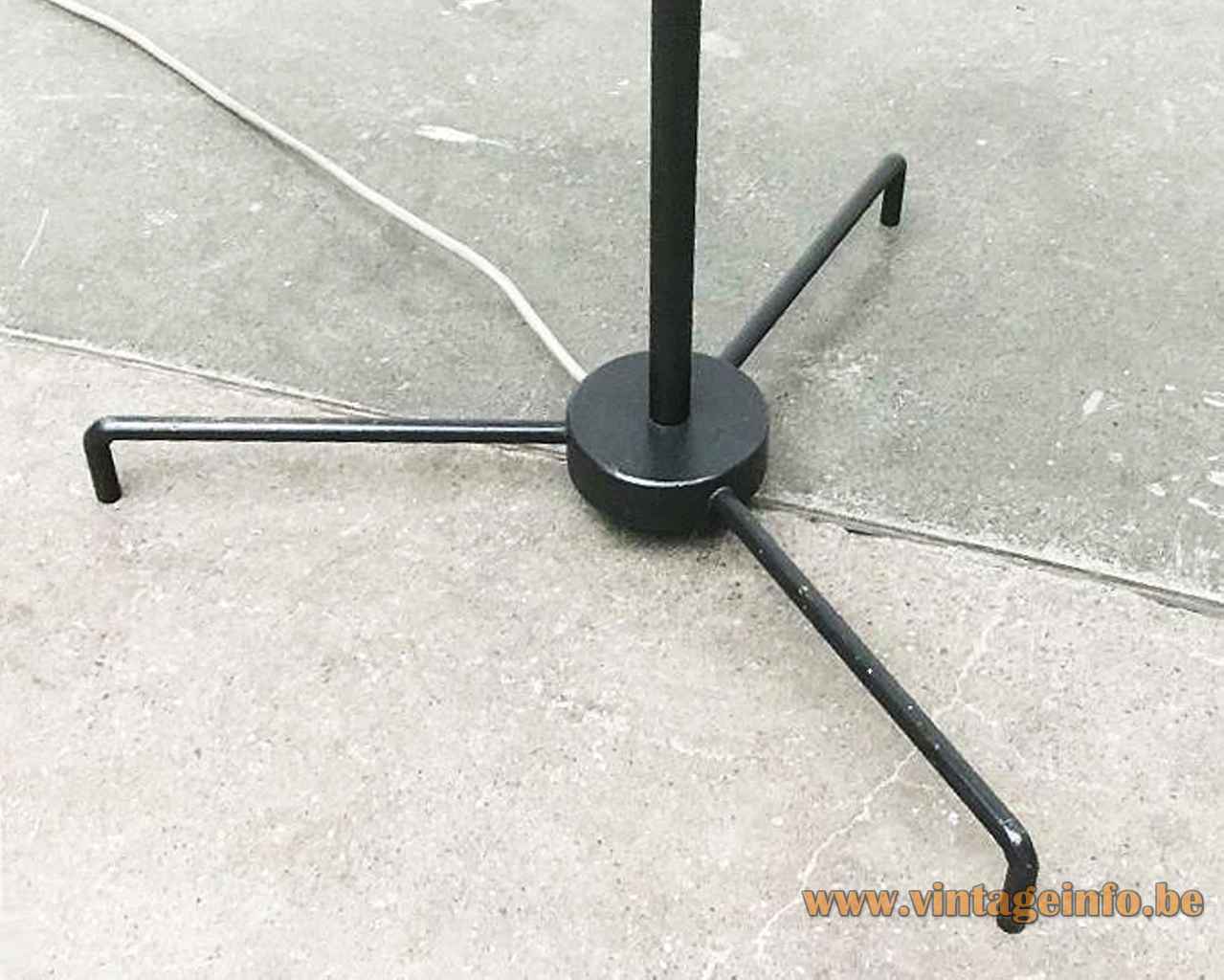 BEGA tripod globe floor lamp black metal base cast iron middle part 3 rods 1950s Germany