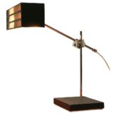 BuR Flamingo desk lamp square black base chrome rods rectangular perforated lampshade 1960s Bünte & Remmler Germany