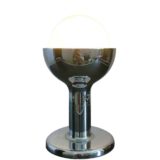 Cosack globe table lamp chrome round base rod & chalice opal glass lampshade 1970s Germany E27 socket