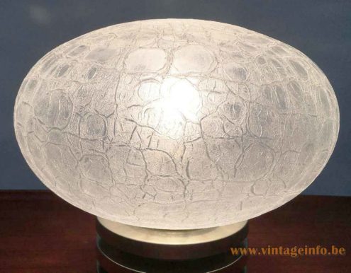 DORIA Oval Globe Table Lamp - Crackle Glass Version - 1960s, Germany