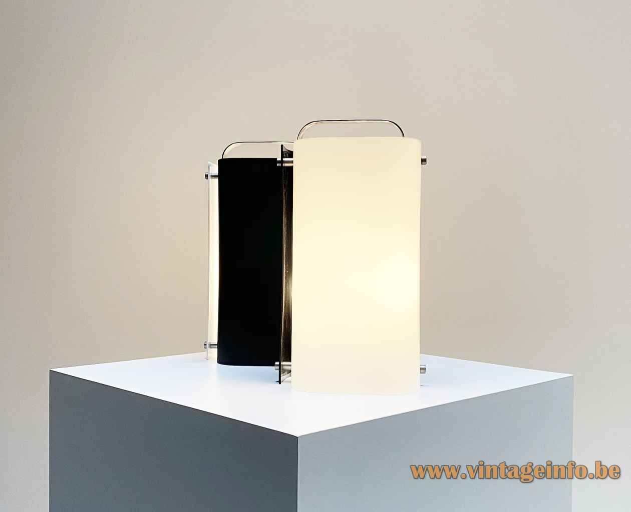 Gio Ponti Polsino table lamp black metal & white acrylic lampshade 1960s 1970s Design House Harvey Guzzini