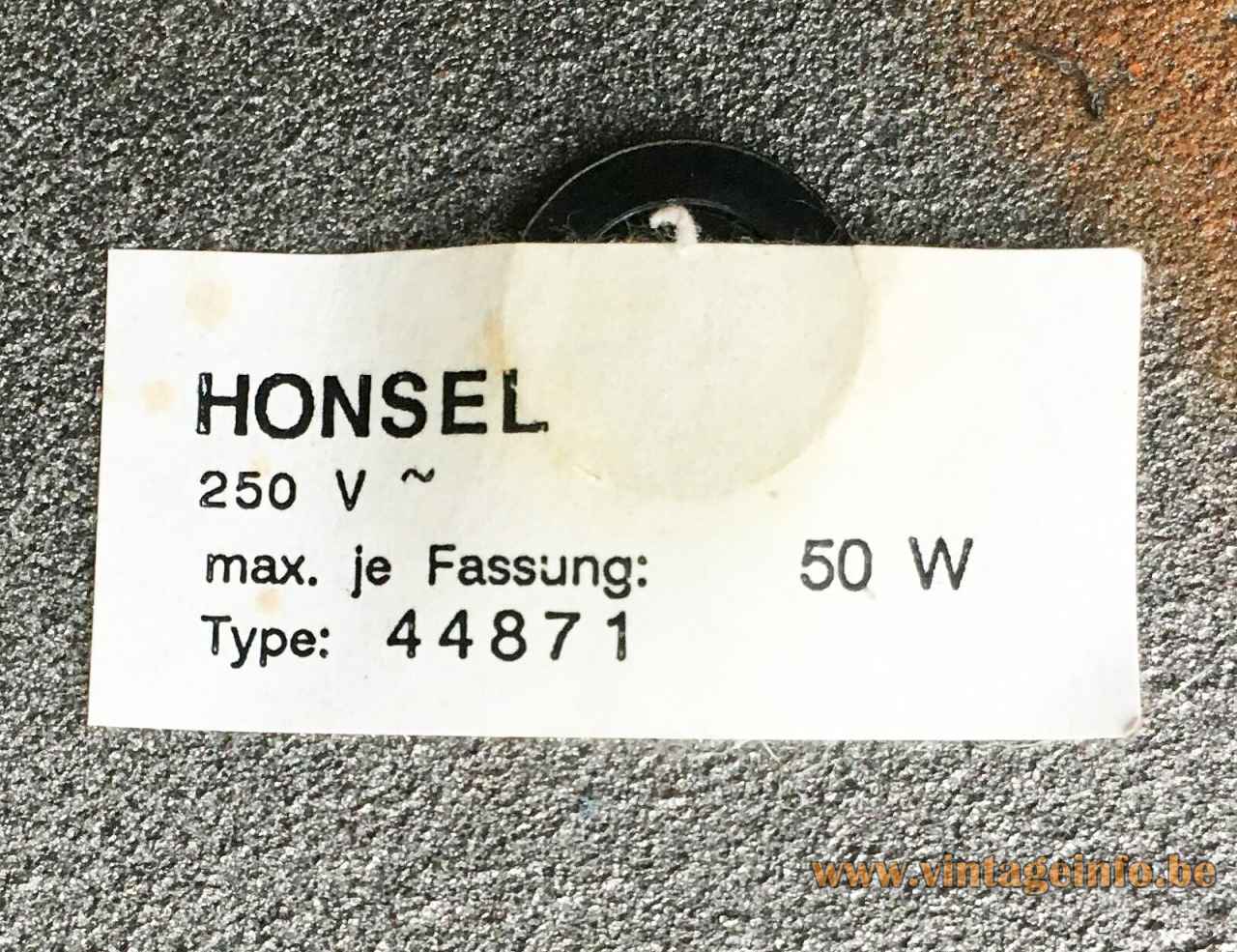 Honsel Leuchten 1980s floor lamp white paper label 44871 Germany halogen 50 Watt