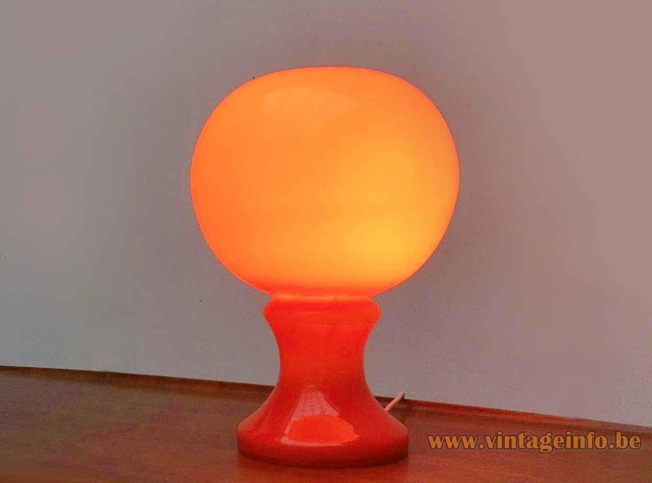 Ingo Maurer ML 32 table lamp 1967 design round orange base & globe lampshade Design M Germany