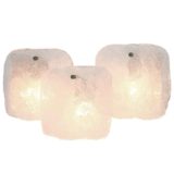 Kalmar Kreuzenstein wall lamp 3 bubble glass square discs lampshades metal frame 1960s 1970s Franken Austria