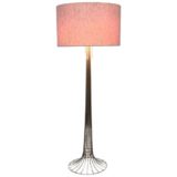 Kinkeldey chrome wire floor lamp round base fabric lampshade 4 E27 sockets 1960s 1970s Germany