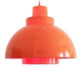Nordisk Solar Minisol pendant lamp orange plastic mushroom lampshade 1960s design: K. Kewo Denmark E27 socket