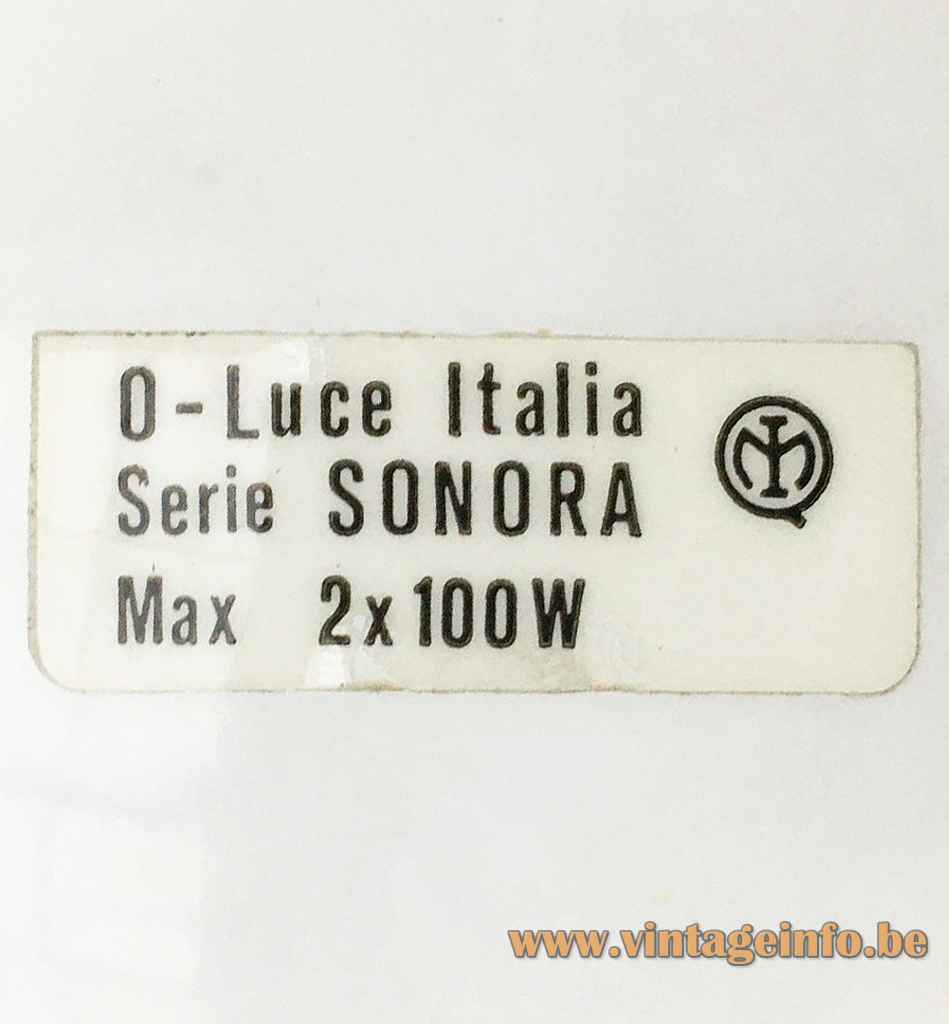 Oluce Sonora pendant lamp design: Vico Magistretti Italy label logo Max 2 x 100 Watt