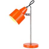 Orange Delmas desk lamp round metal base chrome rod adjustable aluminium lampshade 1970s France E27 socket