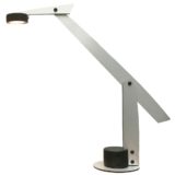 Quattrifolio Flat table lamp round base & lampshade adjustable aluminium slat rods 1995 design: Ewald Winkelbauer Italy