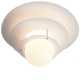 Raak four sons of Aymon flush mount round metal discs lampshade opal glass diffuser 1970s 1980s