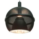Roger Tallon ERCO pendant lamp black gauze globe lampshade aluminium chrome reflector 1970s Germany E27 socket