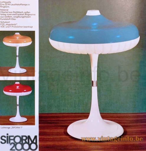 Siemens Siform Table Lamp - 1972 Catalogue Picture