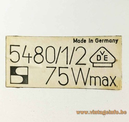 Staff Pendant Lamp 5480 5481 5482 Label