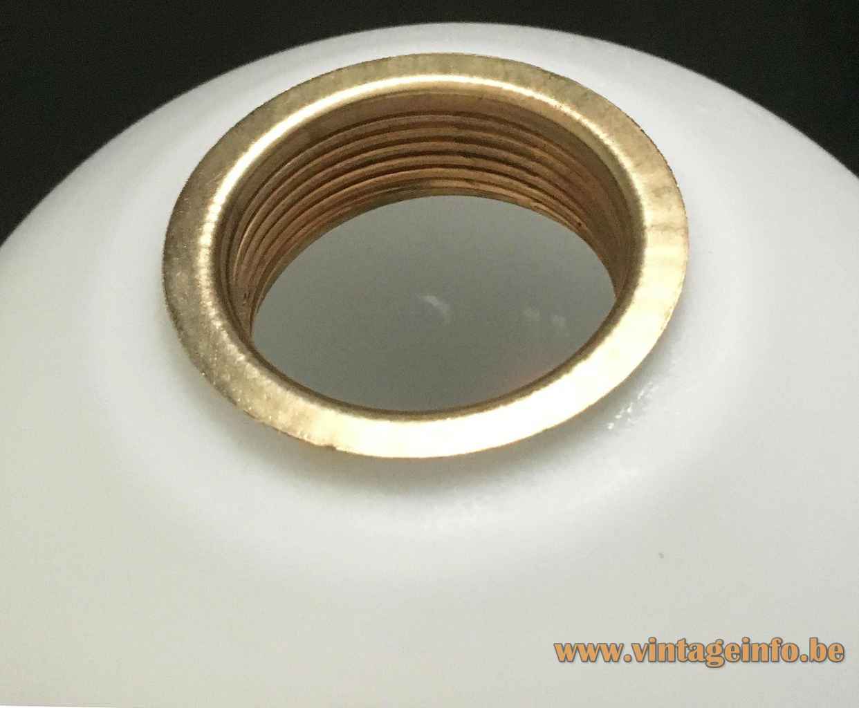 Temde white globes floor lamp opal glass lampshade brass ring Switzerland 1960s 1970s E14 socket