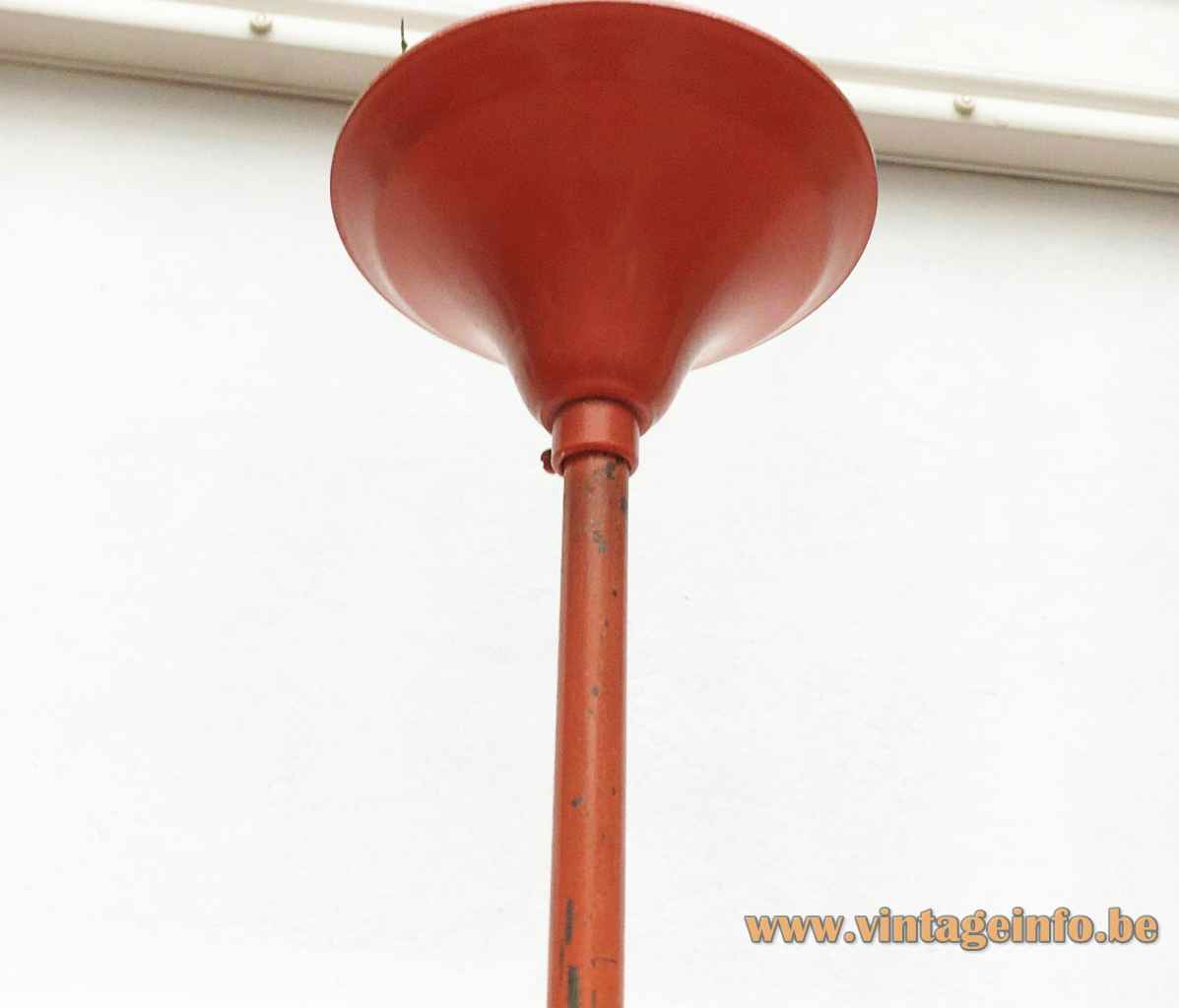 Van Haute orange pendant lamp round metal canopy & rod no Louis Kalff design Philips 1960s Belgium