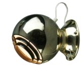 Abo Randers magnetic globe wall lamp adjustable gold-plated sphere lampshade black plastic grid diffuser 1980s Denmark