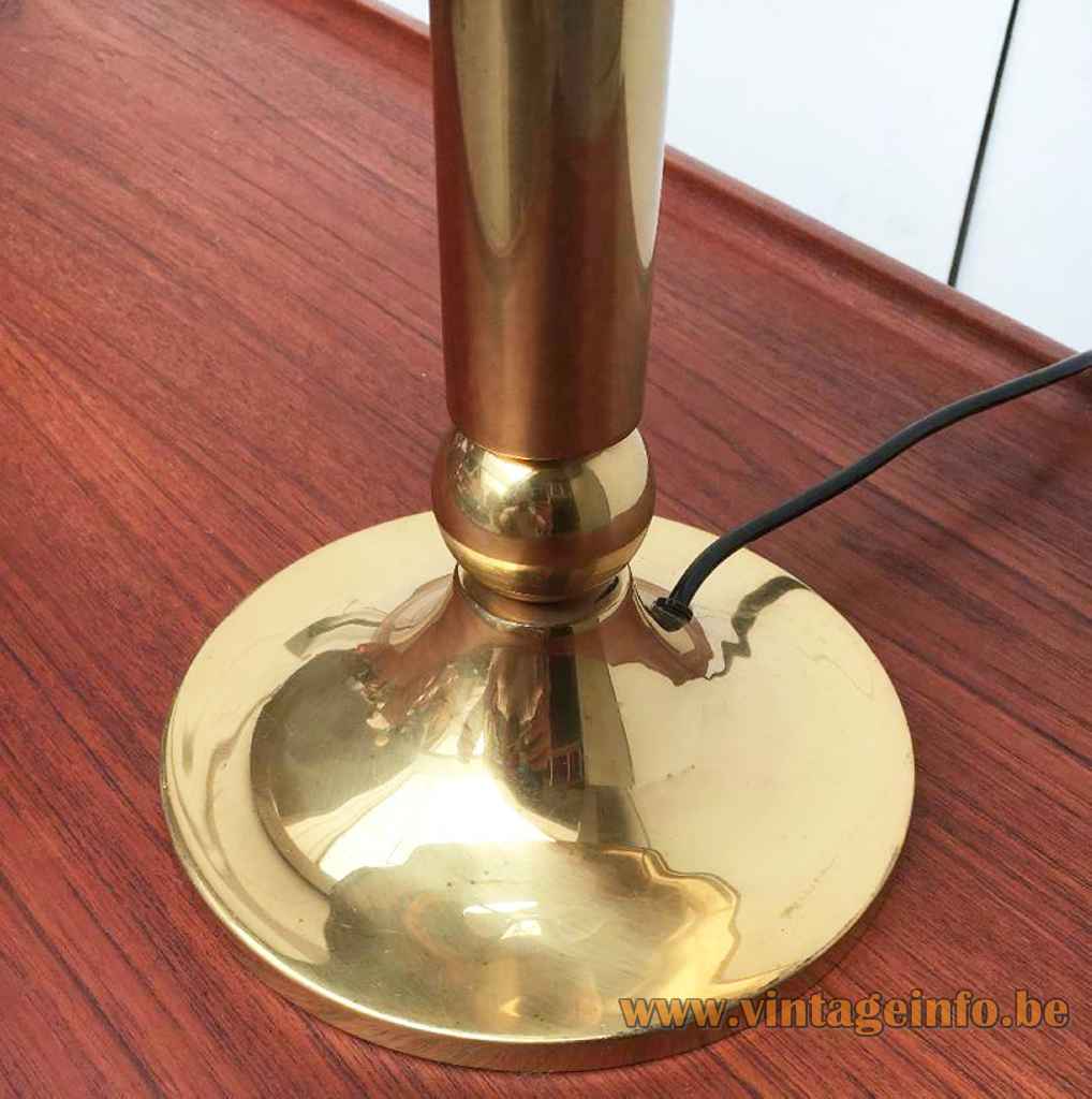 Florian Schultz brass table lamp round base & rod 1970s 1980s Germany 
