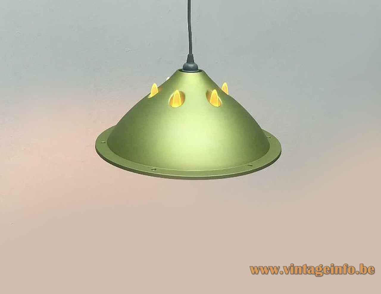 FLOS Light Lite pendant lamp silver green plastic lampshade translucent diffuser 1991 design Philippe Starck Italy