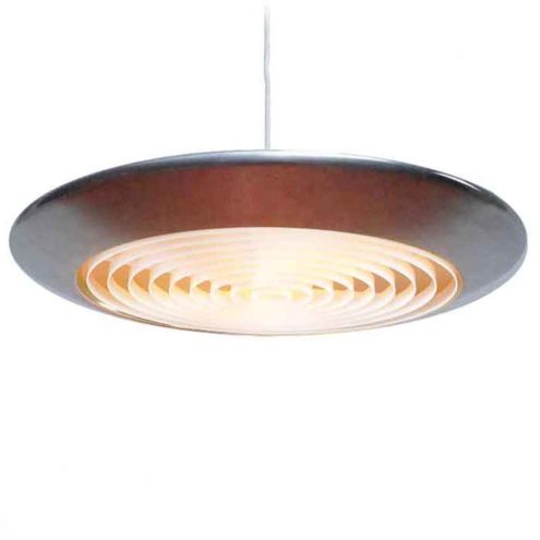 Fog & Mørup Diskos pendant lamp aluminium disc lampshade plastic grid diffuser design: Jo Hammerborg 1960s Denmark