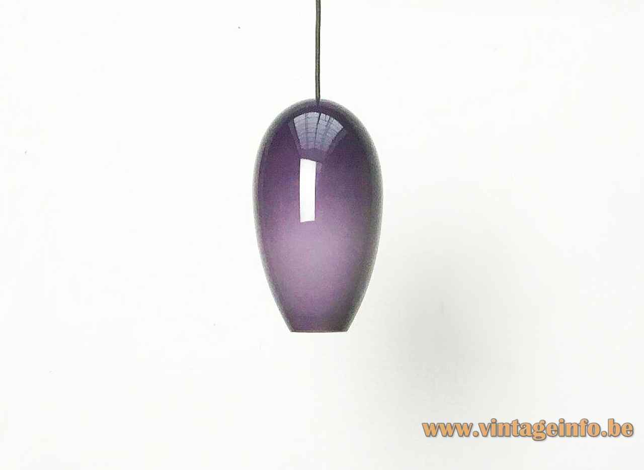  Fog & Mørup Life pendant lamp purple droplet glass lampshade design: Jo Hammerborg Holmegaard Denmark E27 socket