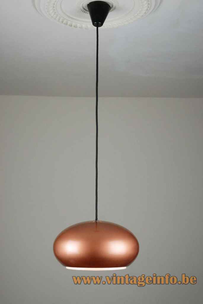 Fog & Morup Medio pendant lamp copper oval globe lampshade grid diffuser 1960s design: Jo Hammerborg Denmark